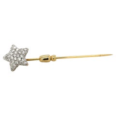 18KT Yellow Gold 0.93 Ct. Diamond Star Stick Pin