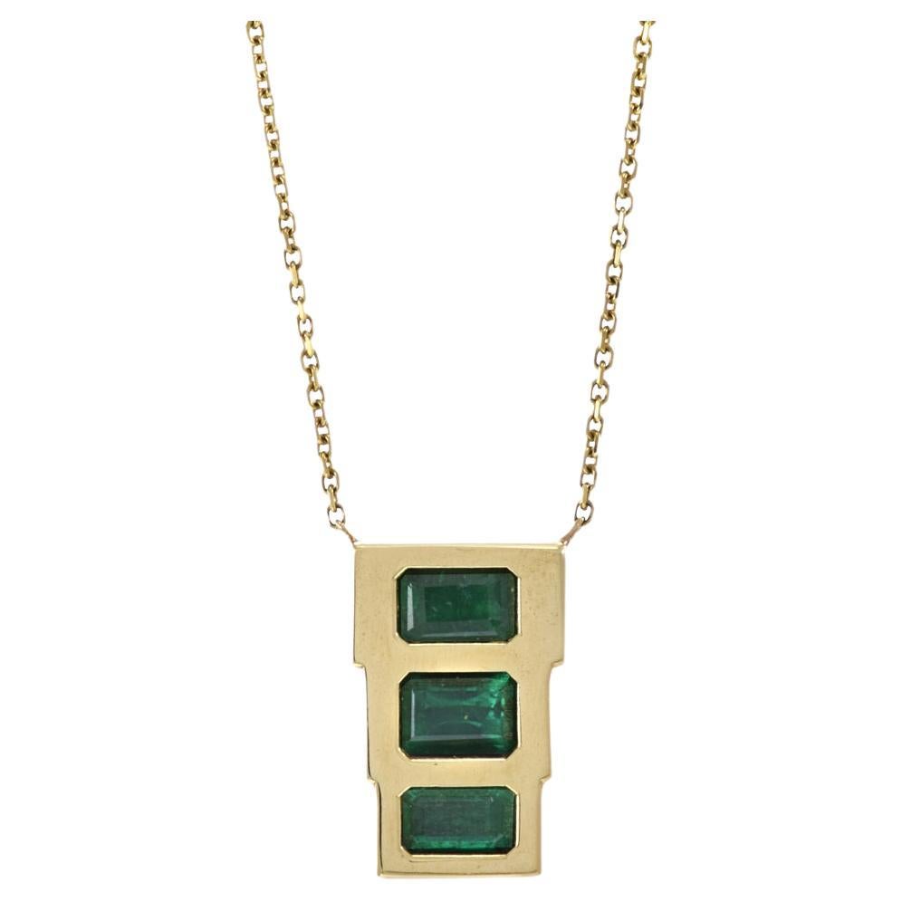 18KT Yellow Gold 1.50CT Emerald Necklace