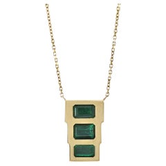 18KT Yellow Gold 1.50CT Emerald Necklace