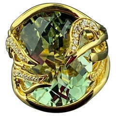 18KT Yellow Gold 15.25 Ct Aquamarine & Diamond Ring