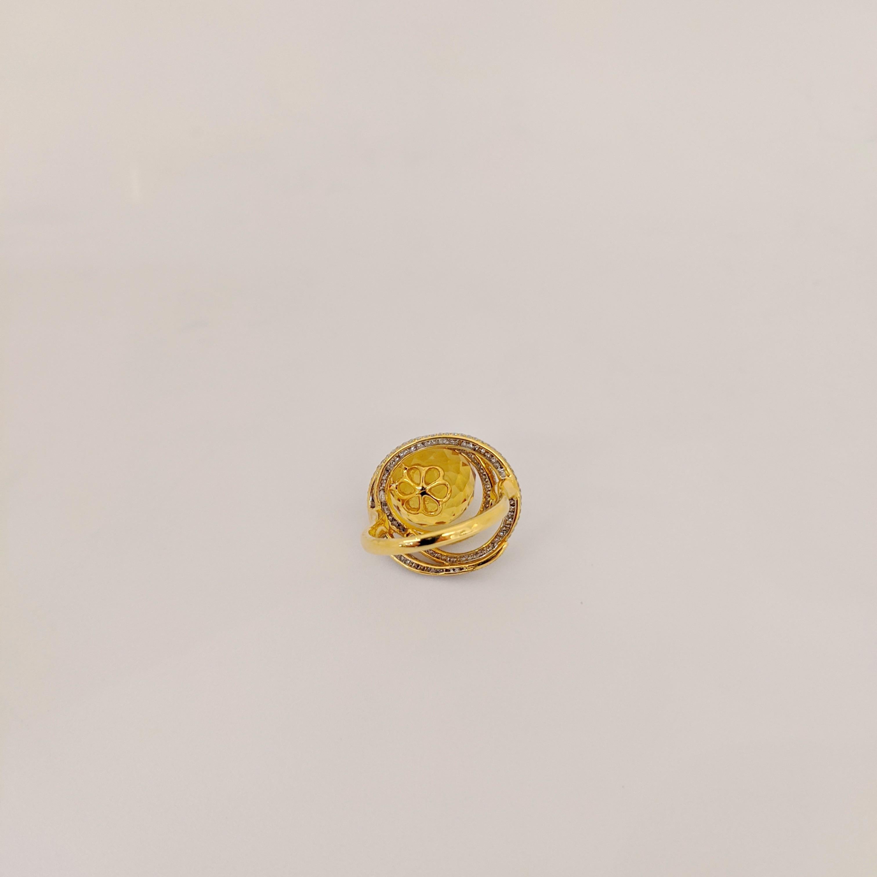 Anillo de oro amarillo de 18 quilates con citrino y diamantes de 15,97 quilates en Nuevo estado para la venta en New York, NY