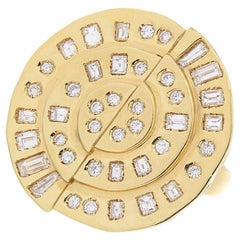 18 Karat Gelbgold 2 in 1 Ring / Anhänger mit weißen Diamanten im Baguetteschliff 5,90 Karat