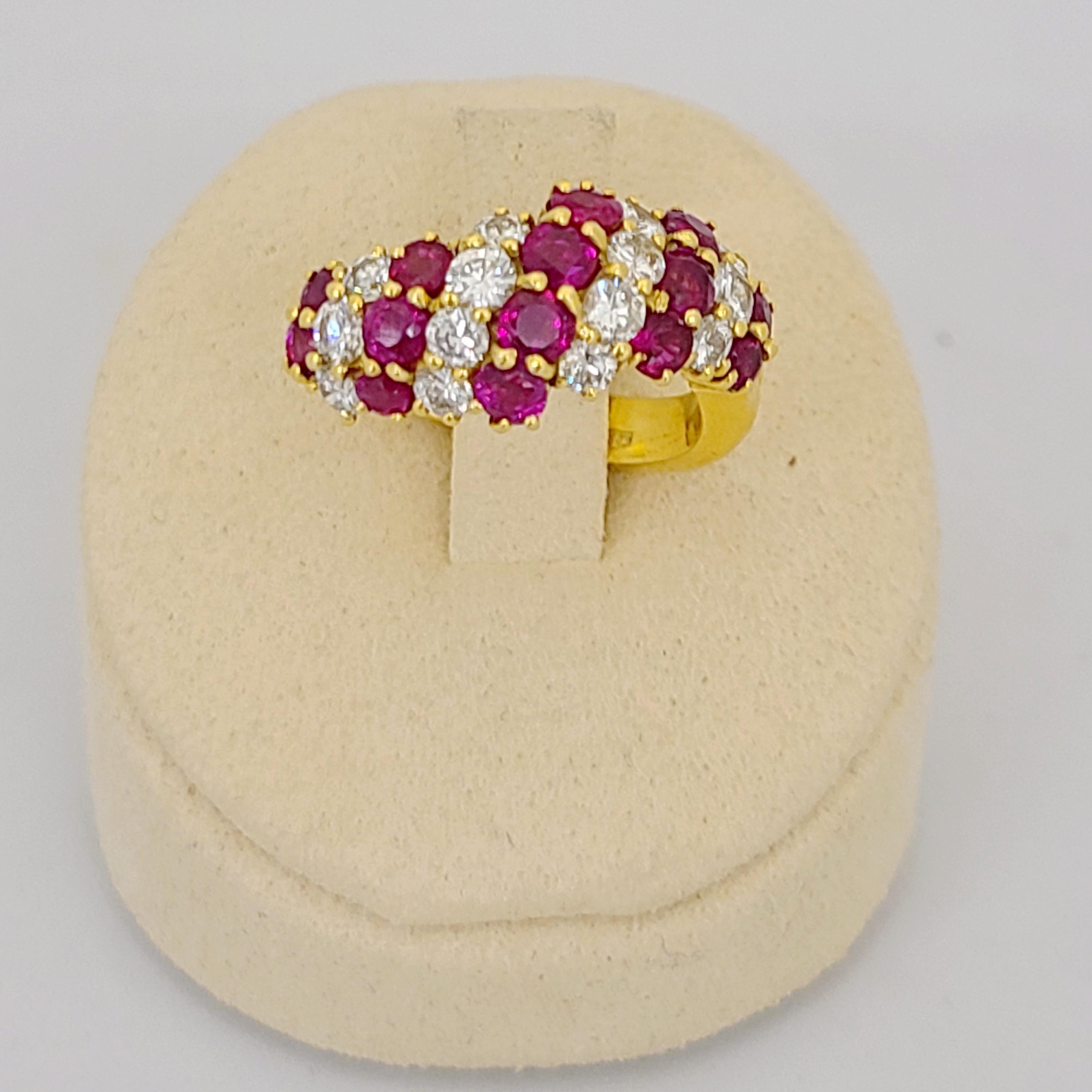 18 Karat Yellow Gold, 2.31 Carat Ruby and 1.10 Carat Diamond Cocktail Ring In New Condition For Sale In New York, NY