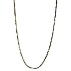 18KT Yellow Gold 32" Inch Blue Sapphire Tennis Necklace