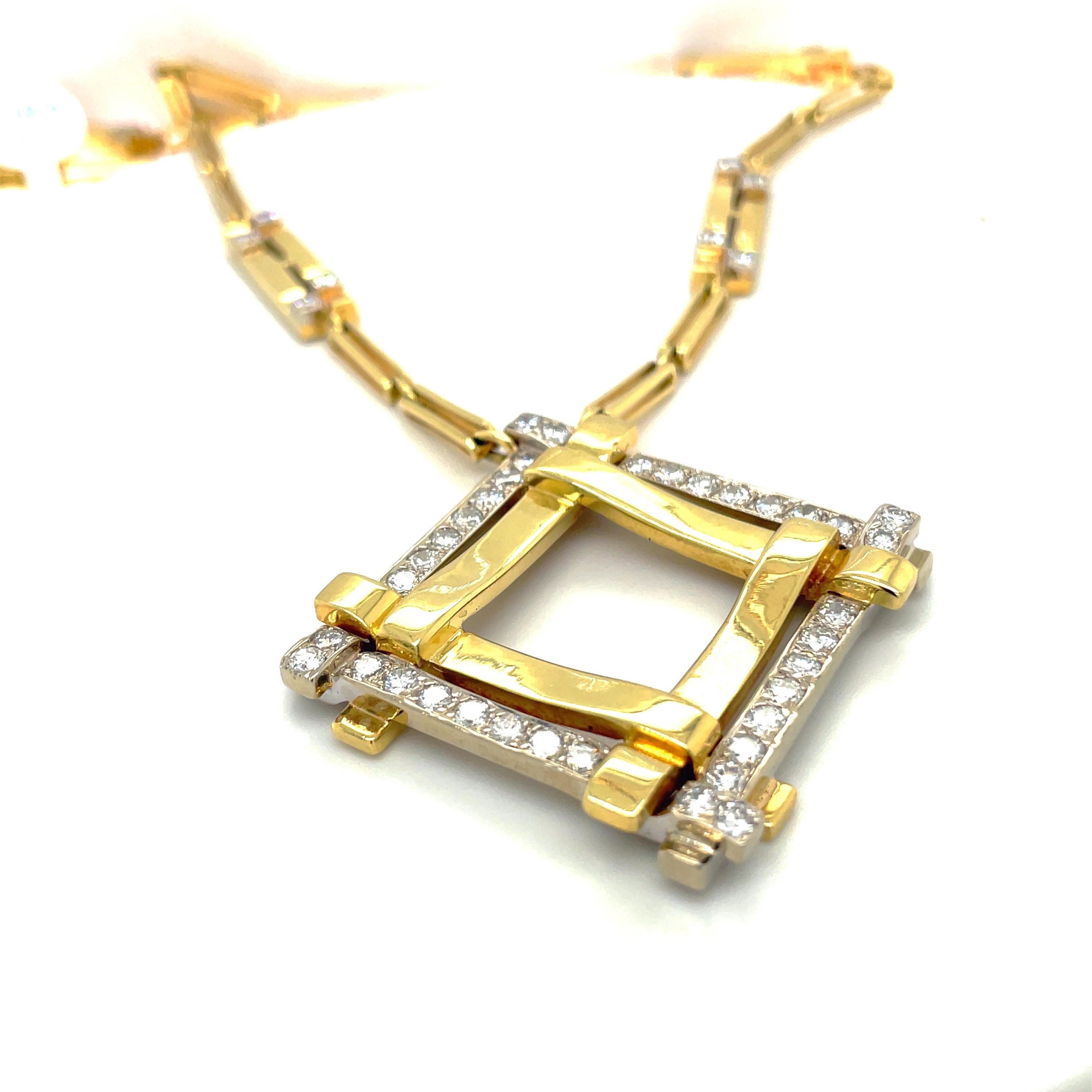 18KT Yellow Gold & 3.38Ct. Diamond Pendant Necklace In New Condition For Sale In New York, NY