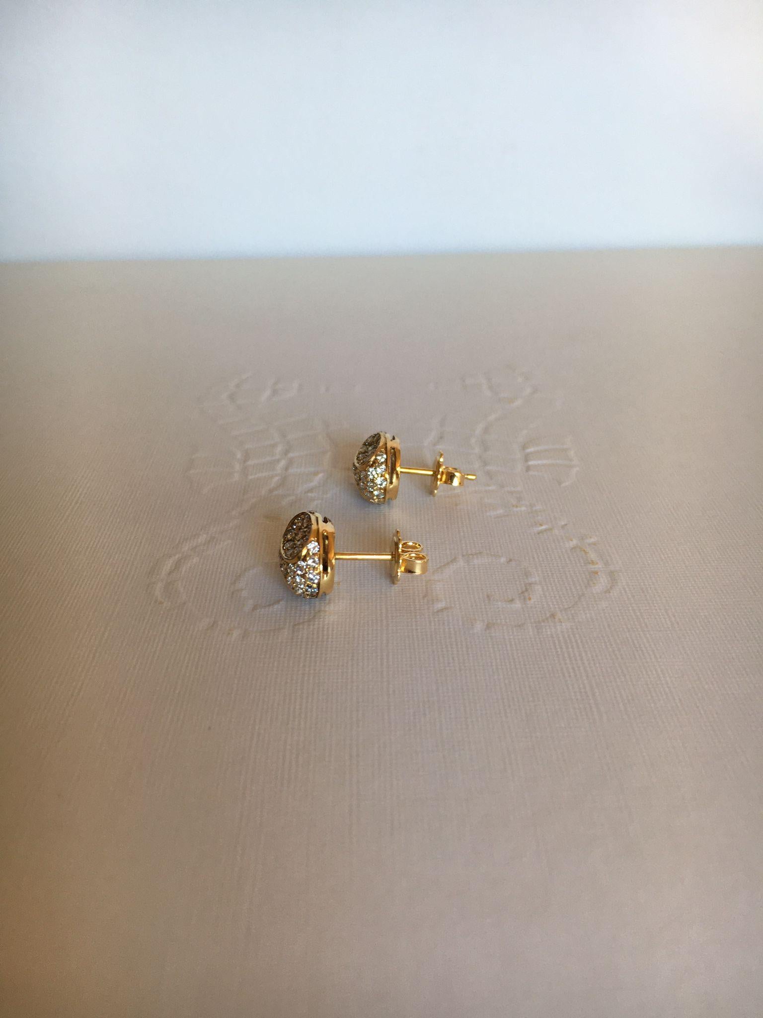 18kt yellow gold 4.98ct earrings, diamonds 1.72ct, handmade stud earrings In New Condition For Sale In Firenze, FI