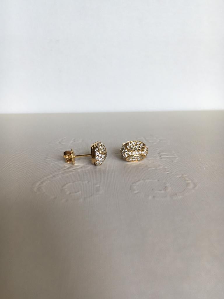 Women's 18kt yellow gold 4.98ct earrings, diamonds 1.72ct, handmade stud earrings For Sale