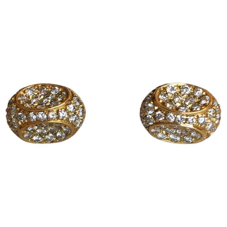 18kt yellow gold 4.98ct earrings, diamonds 1.72ct, handmade stud earrings For Sale