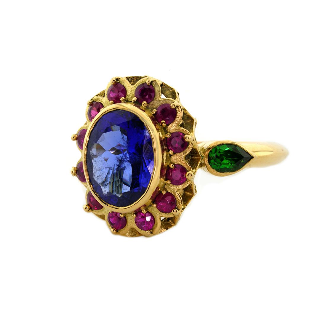 Women's William Llewellyn Griffith Tanzanite, Ruby & Tsavorite Garnet Efflorescence Ring