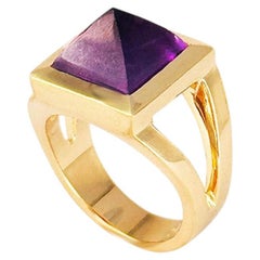 18kt Yellow Gold Amethyst Ring By Rossella Ugolini Made in Italy