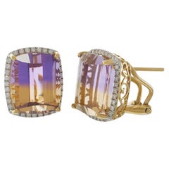 Orecchini in oro giallo 18KT con ametrina e diamanti