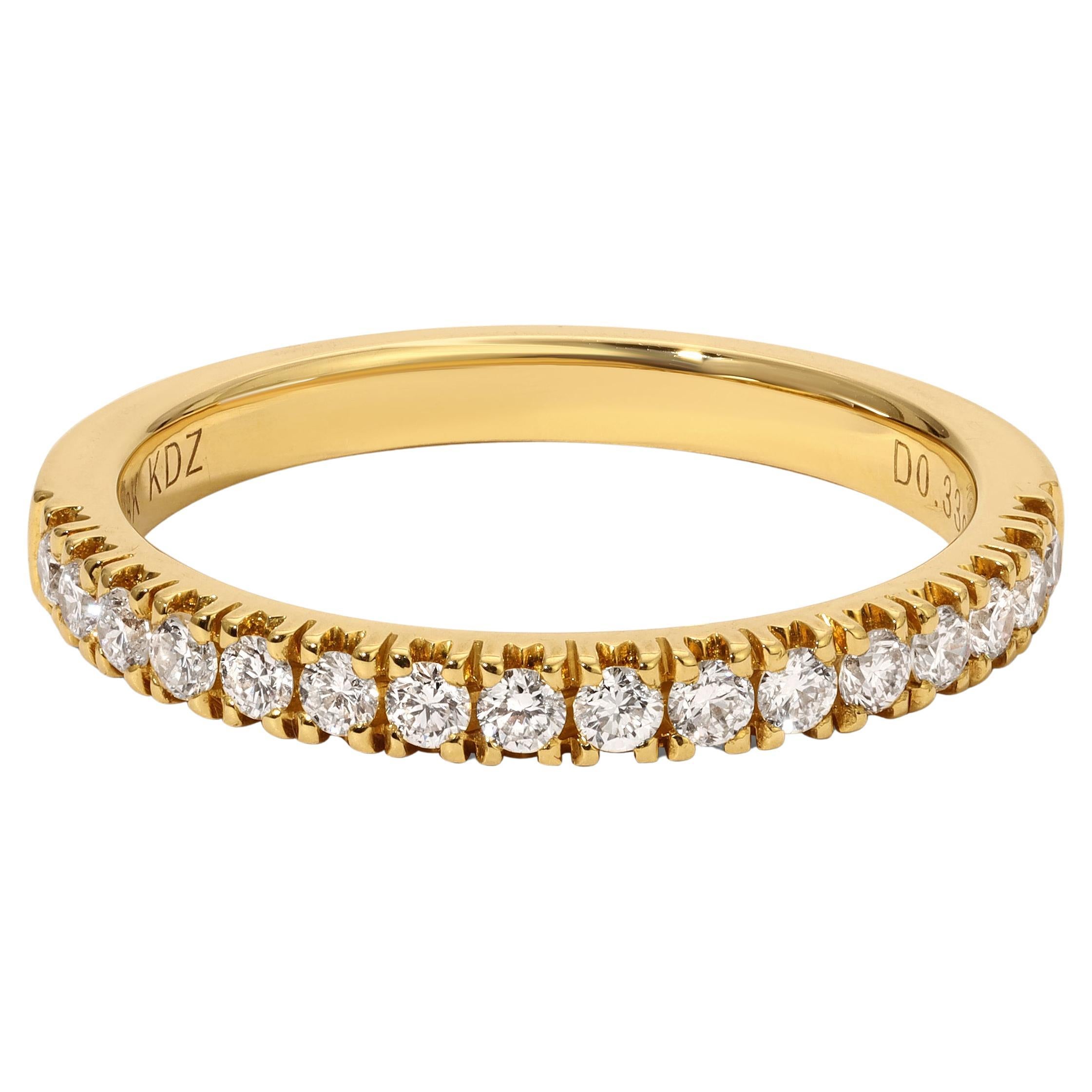 18 Karat Yellow Gold and 0.33 Carat Diamond Half Band Ring For Sale