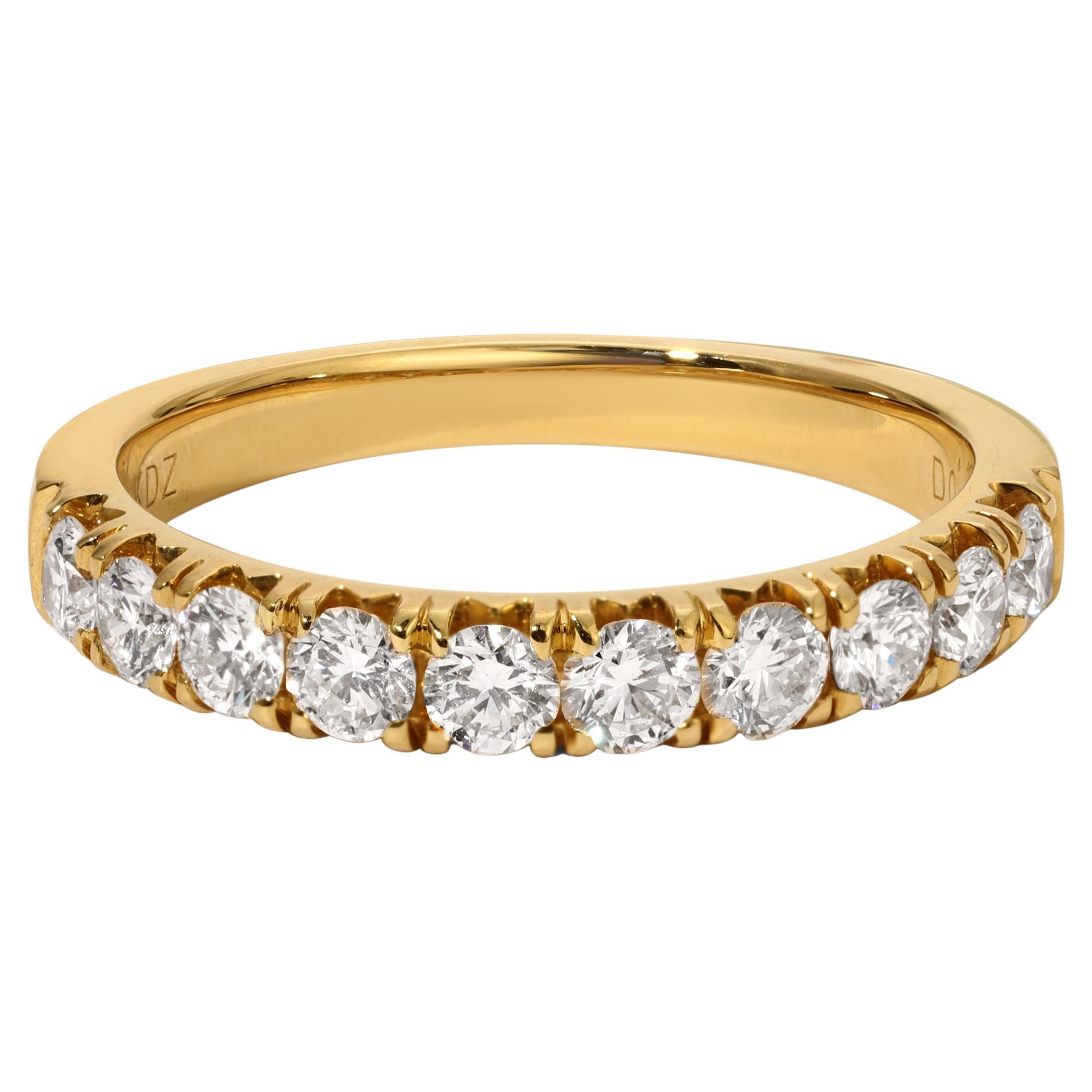 18 Karat Yellow Gold and 0.7 Carat Diamond Half Band Ring For Sale