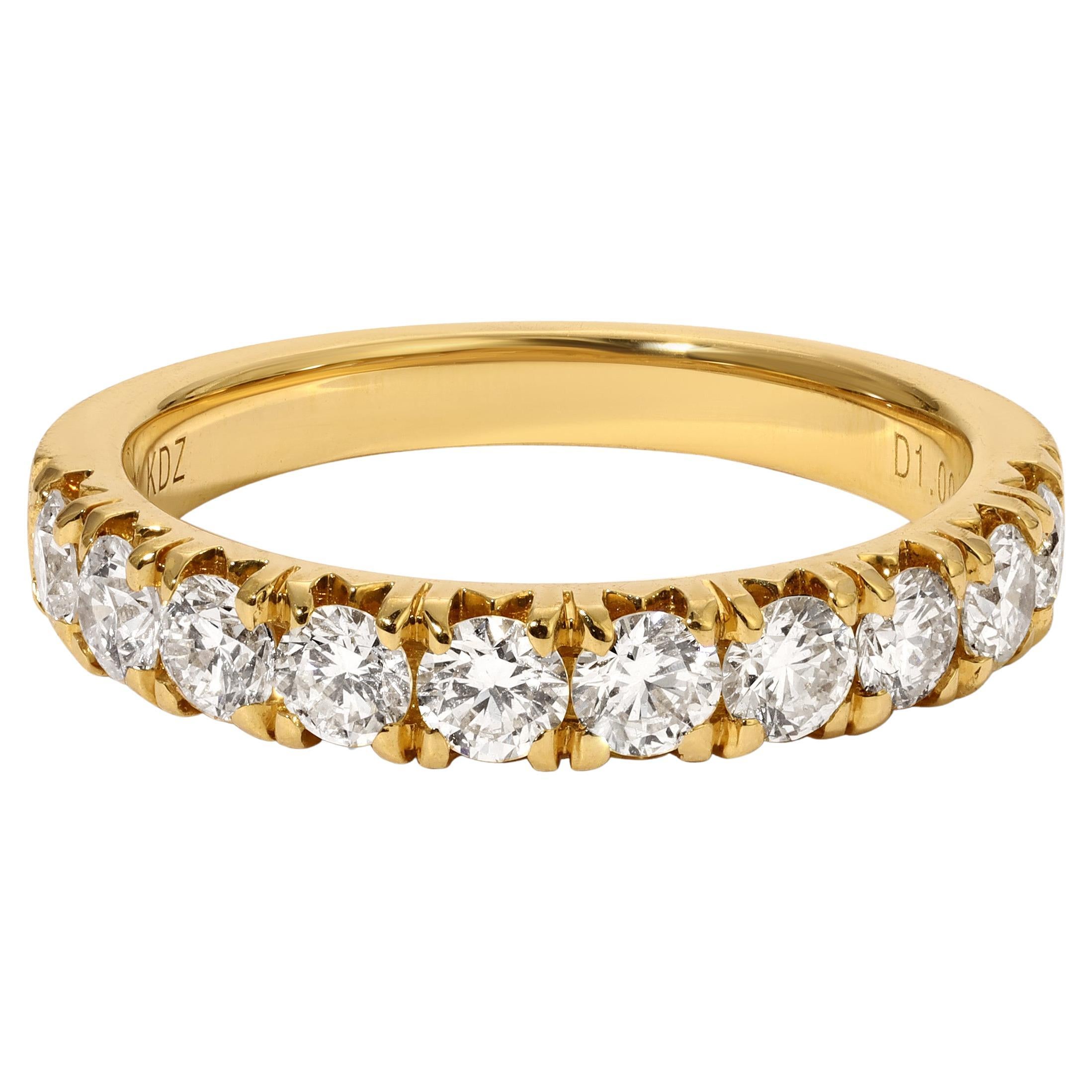 18kt Yellow Gold and 1.00 Carat Diamond Half Band Ring For Sale