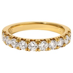 Bague demi-anneau en or jaune 18 carats et diamants de 1,00 carat