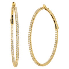 18kt Yellow Gold and 1.21 Carat Diamond Hoops
