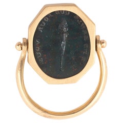 18kt Yellow Gold And Bloodstone Intaglio Ring