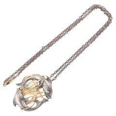 18kt Yellow Gold and Blackened Silver Zodiac Brooch/Pendant