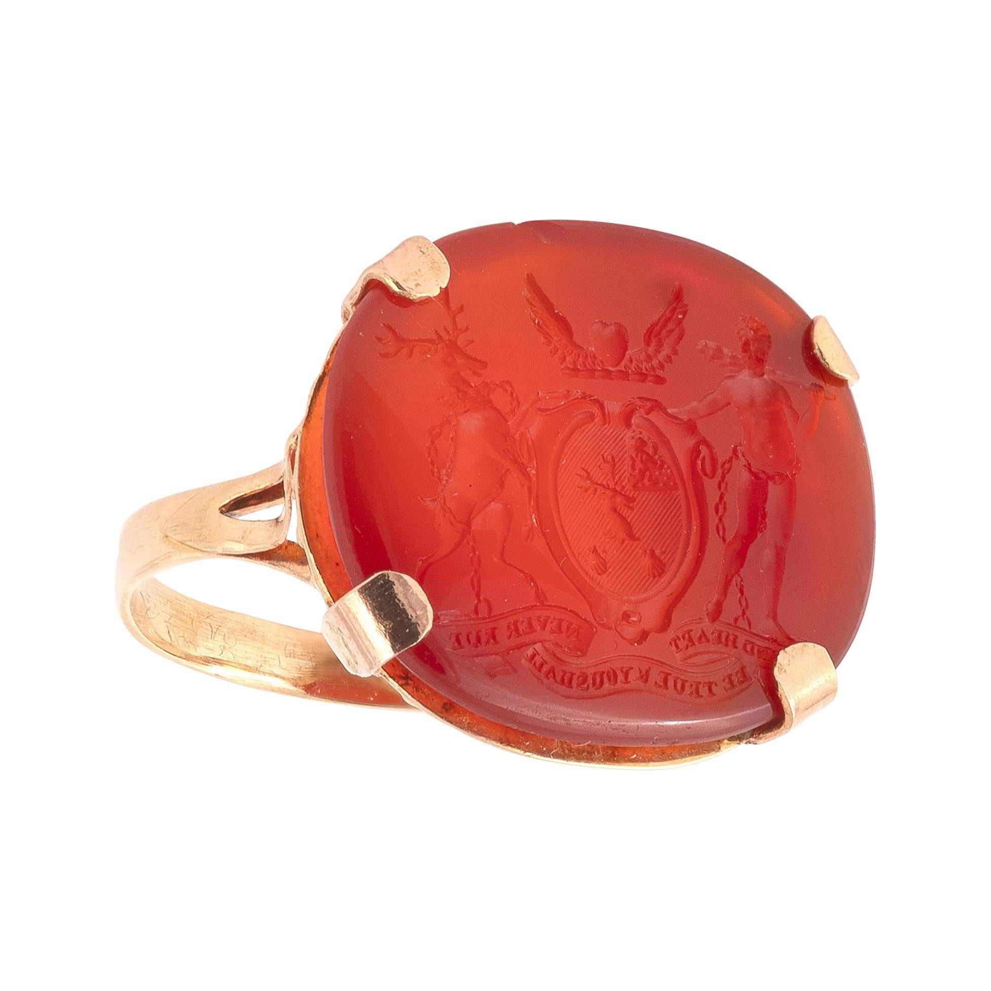 18kt Yellow Gold and Carnelian Signet Ring