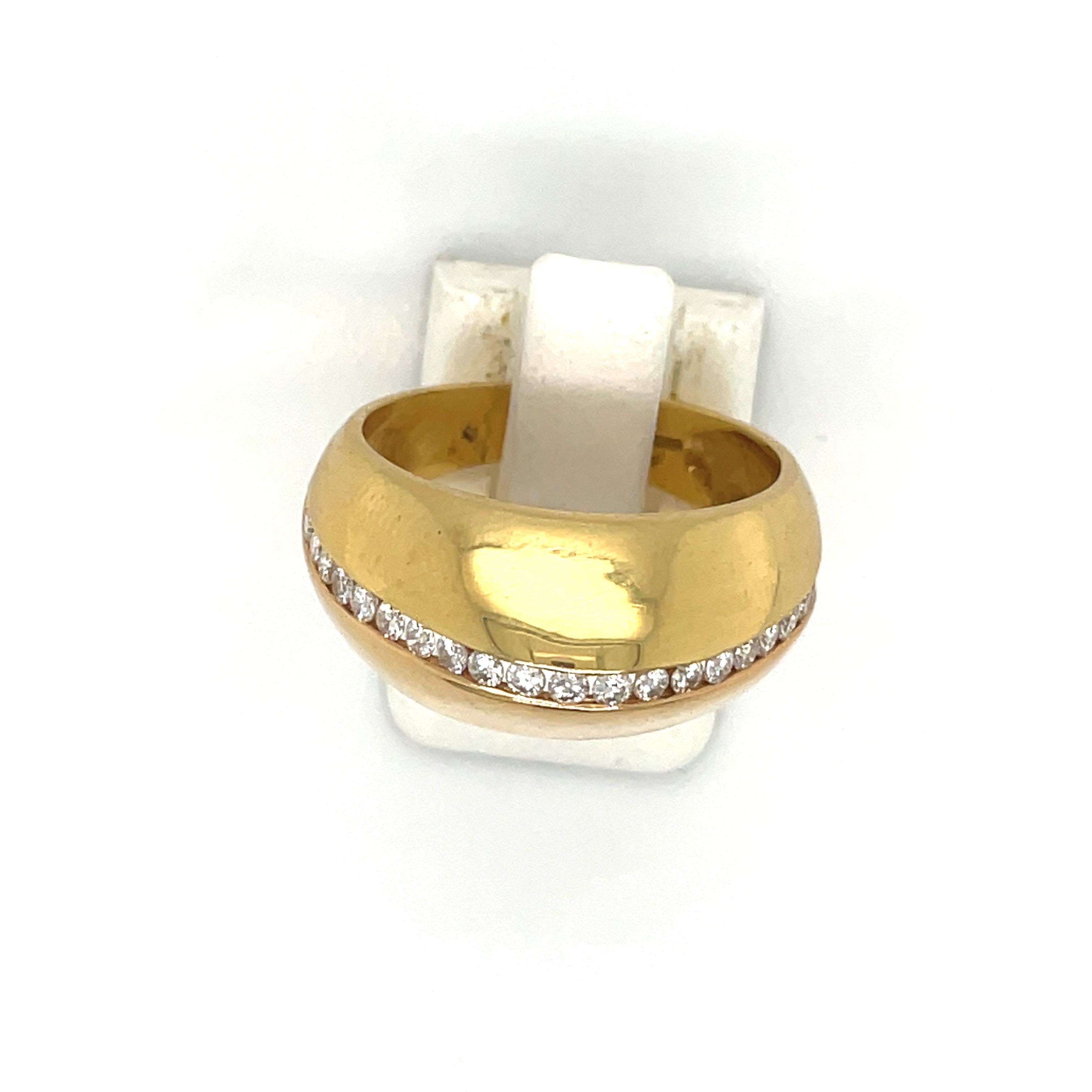 Bague Dome en or jaune 18kt et diamants 0,63ct Neuf - En vente à New York, NY