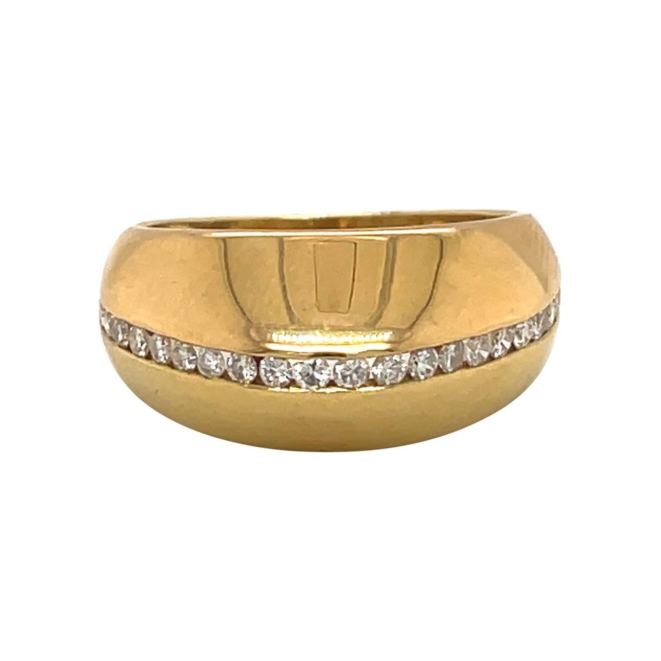 18kt Yellow Gold and Diamond 0.63ct Dome Ring For Sale