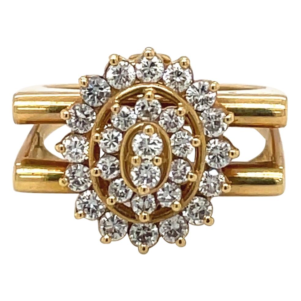 18kt Yellow Gold and Diamond 0.76ct Flower Ring