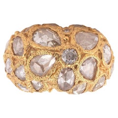 18kt Yellow Gold And Diamond Samorodok Ring By Codognato