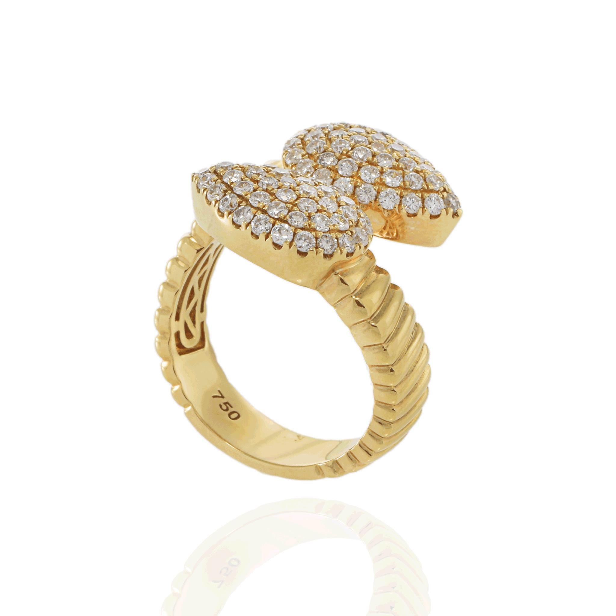 18KT Yellow Gold and Diamond Wrap Ring In New Condition For Sale In New York, NY