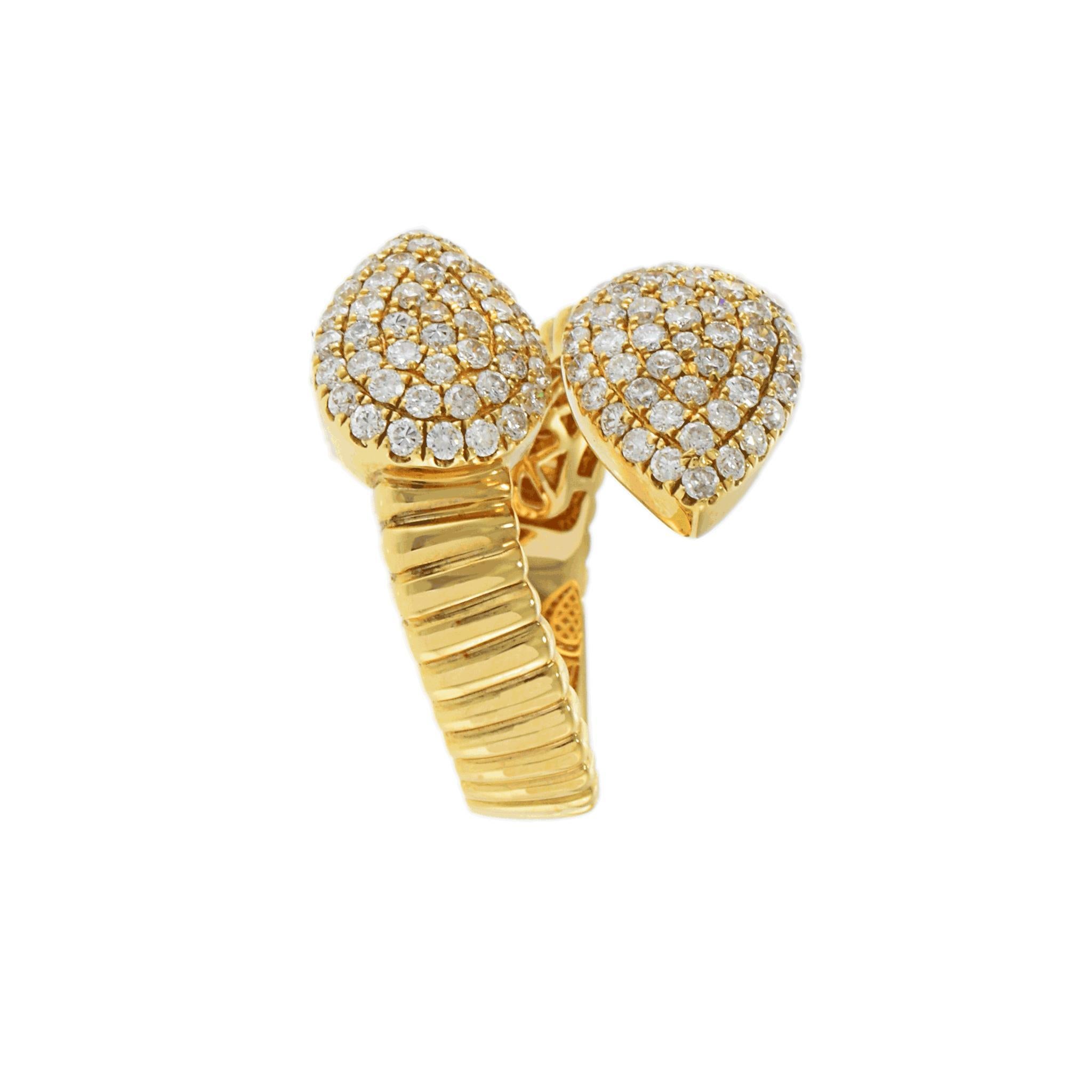 Women's 18KT Yellow Gold and Diamond Wrap Ring For Sale
