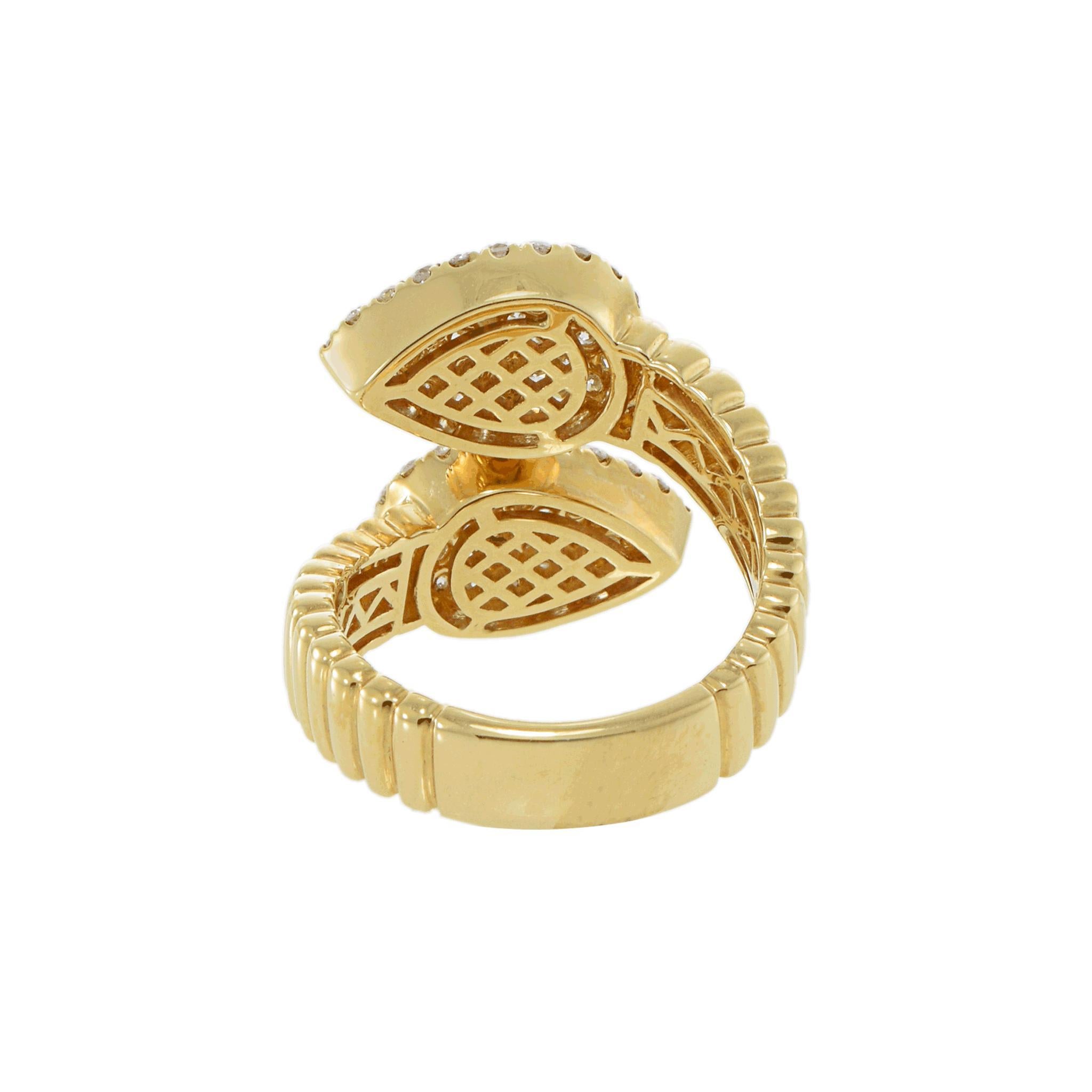 18KT Yellow Gold and Diamond Wrap Ring For Sale 2