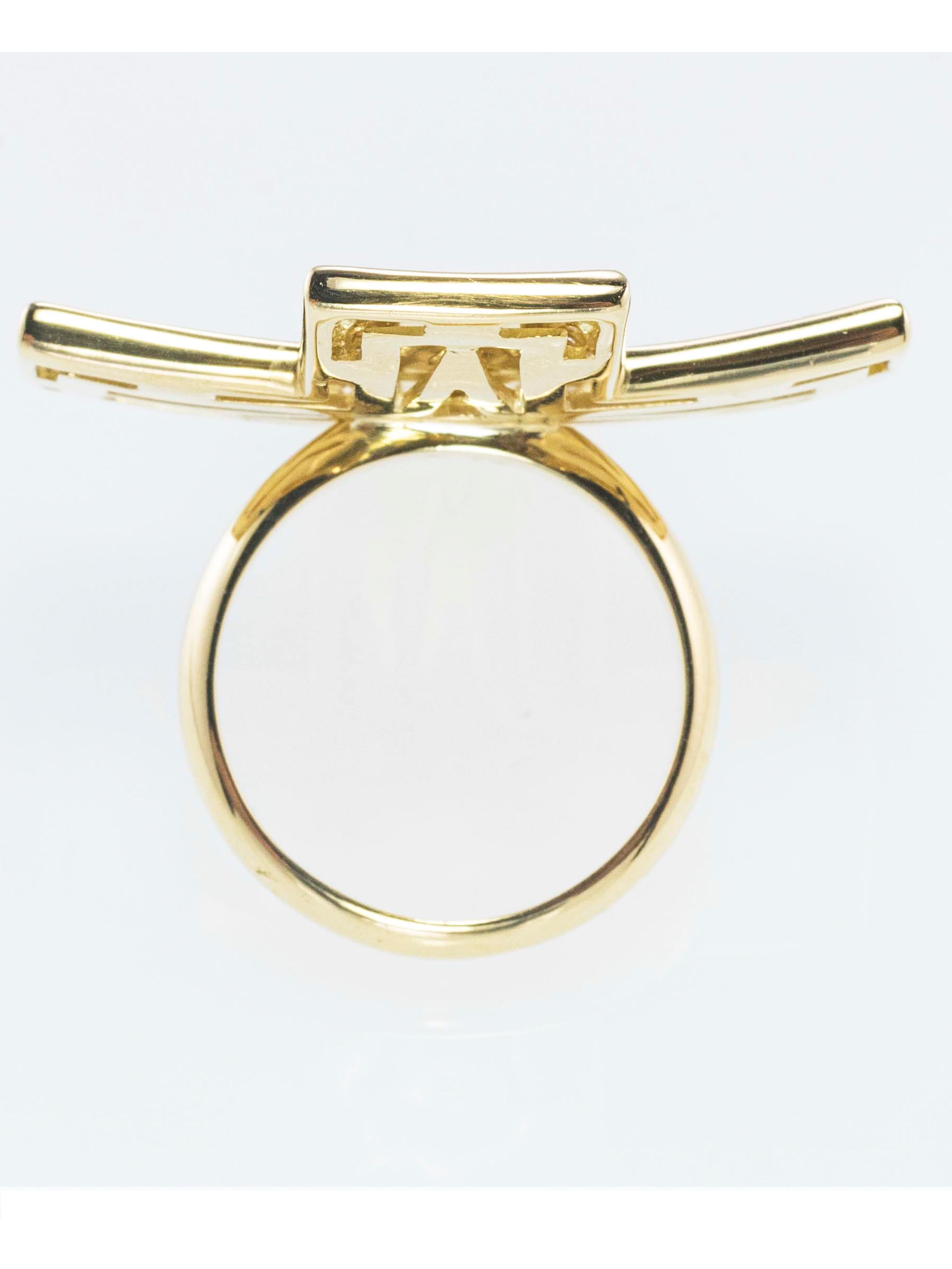 Brilliant Cut 18Kt Yellow Gold and Diamonds Cross Ring For Sale