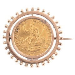 18 Karat Yellow Gold and Fiorino Coin Brooch Late 19th Century