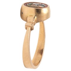 18kt Yellow Gold and Floral Micromosaic Ring