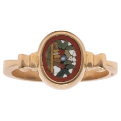 18kt Yellow Gold and Floral Micromosaic Ring 