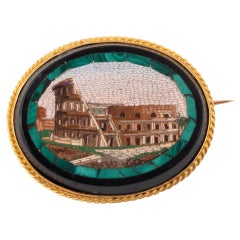 18kt Yellow Gold and Micromosaic Brooch