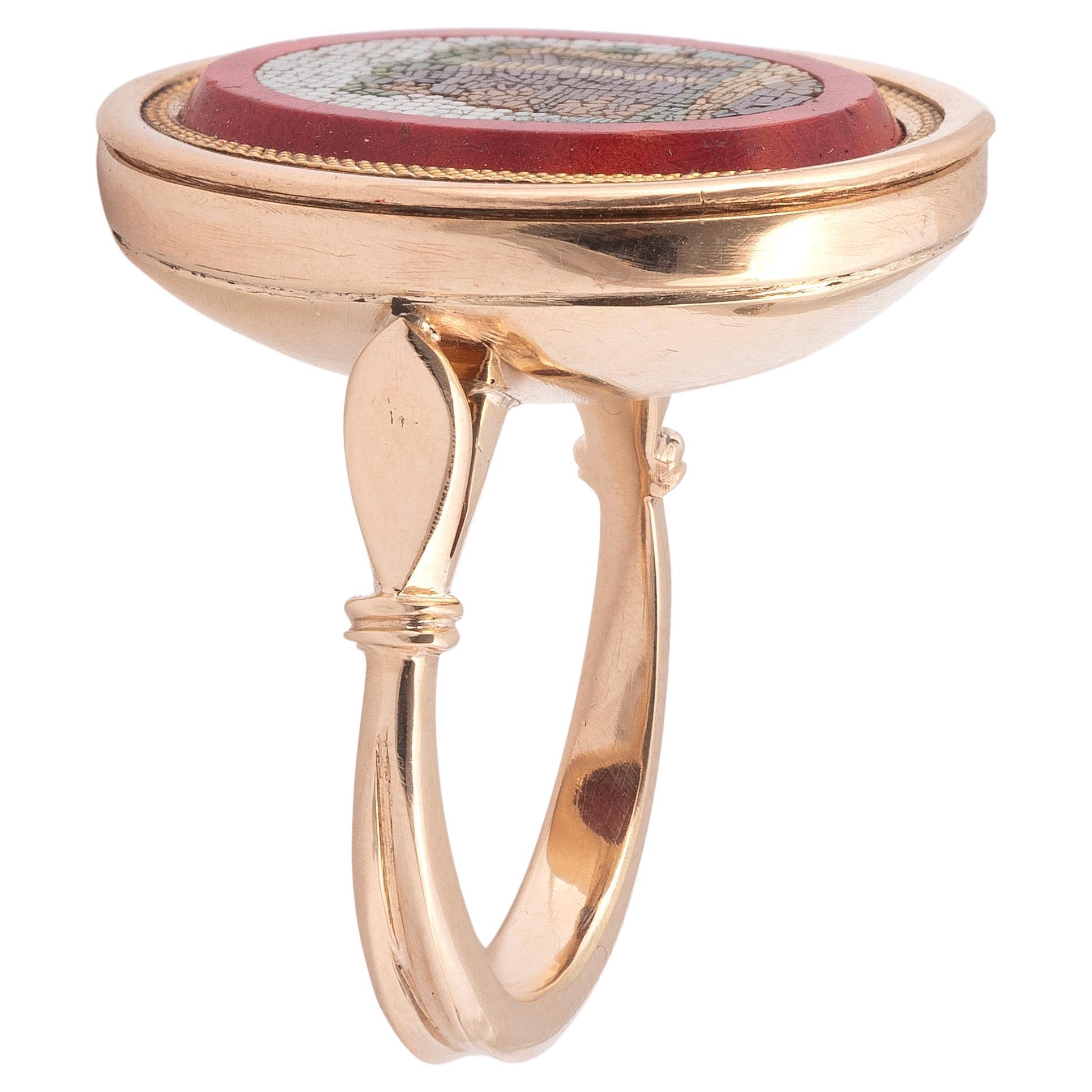 Ring aus 18 Karat Gelbgold mit Mikromosaik  im Zustand „Hervorragend“ im Angebot in Firenze, IT