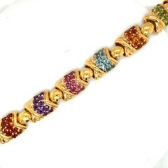 Bracciale A Link in oro giallo 18KT e gemme semipreziose con motivo "X