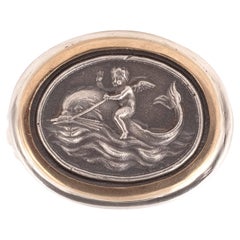 18kt Yellow Gold And Silver Cameo Cupid Ring 