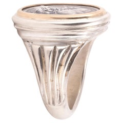 18kt Yellow Gold And Silver Cameo Neptune Men's Ring