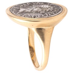 18kt Yellow Gold And Silver Denarius Roman Coin Nerva Circa 96-98 AD Ring