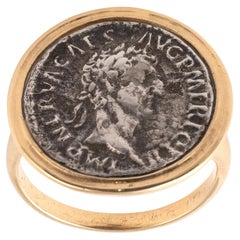 18kt Yellow Gold And Silver Denarius Roman Coin Nerva Circa 96-98 AD Ring