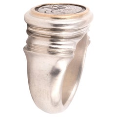 18kt Yellow Gold And Silver Intaglio Cupid Men's Ring