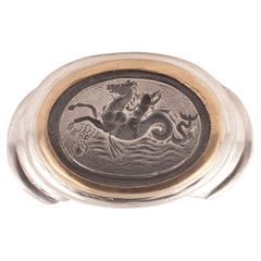 18kt Yellow Gold And Silver Intaglio Cupid Men's Ring 