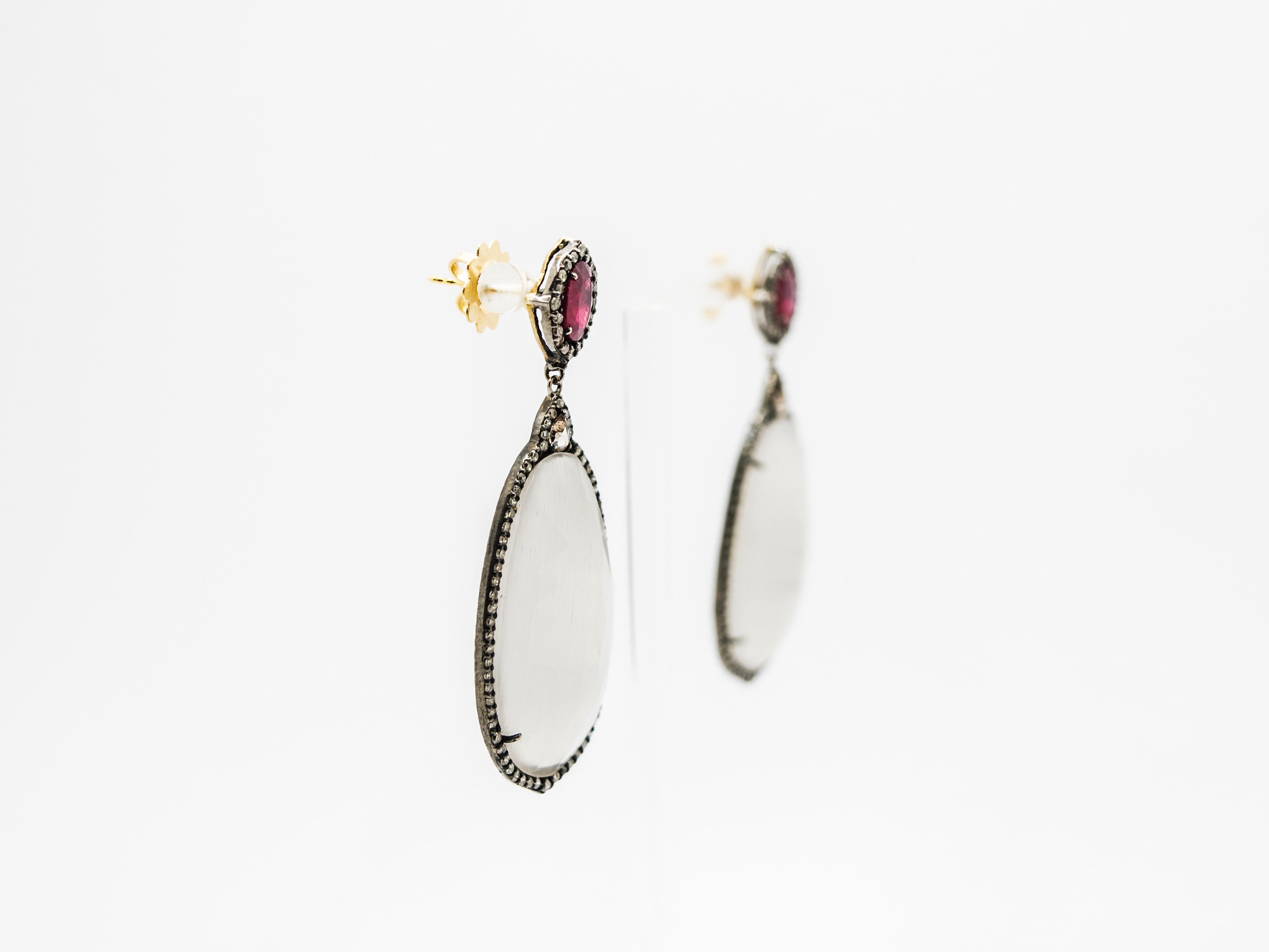 grey agate frame earrings