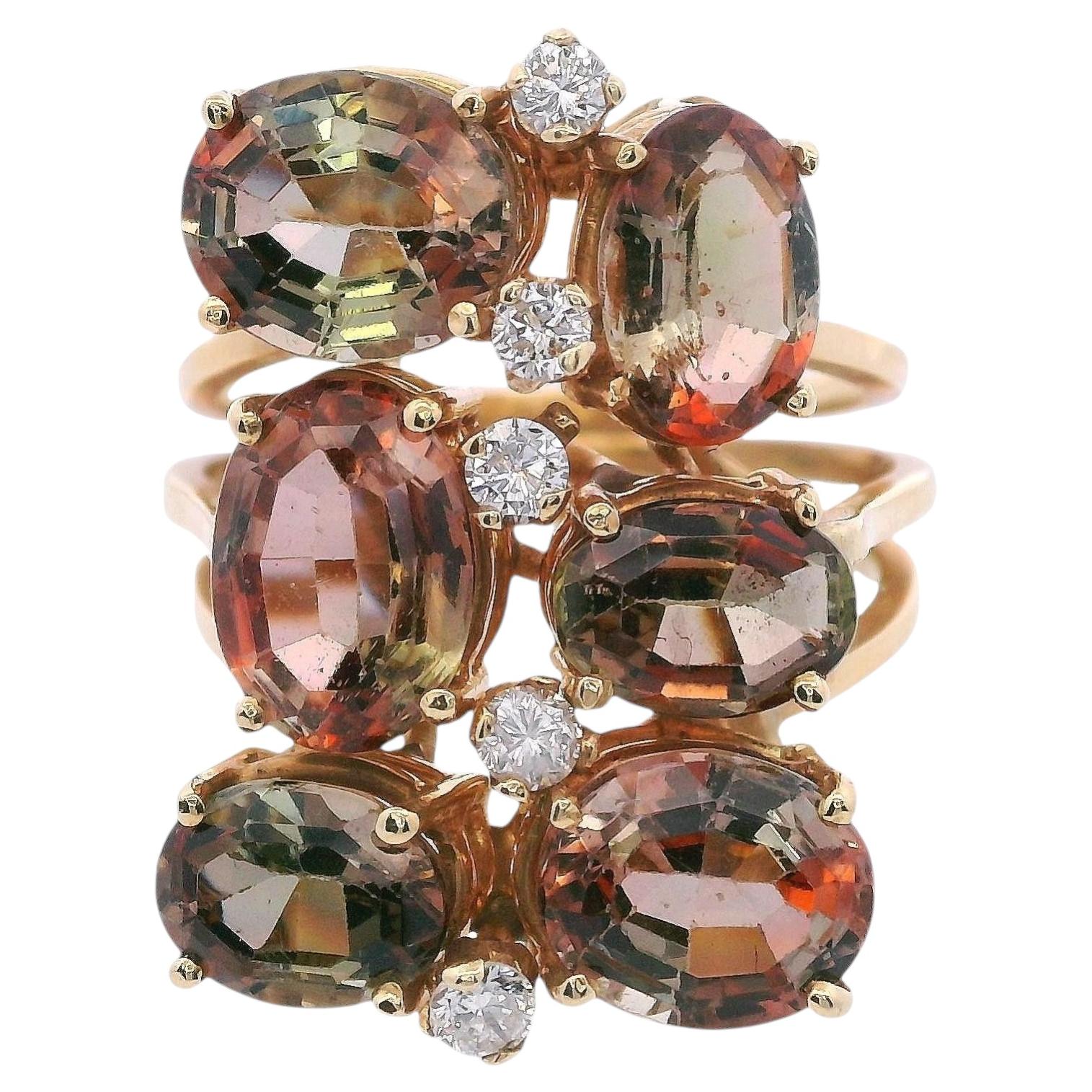 18kt yellow Gold Andalusite & Diamonds Ring For Sale