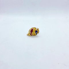 18kt Yellow Gold Angelfish Brooch with Invisibly Set Ruby, Sapphires & Diamonds