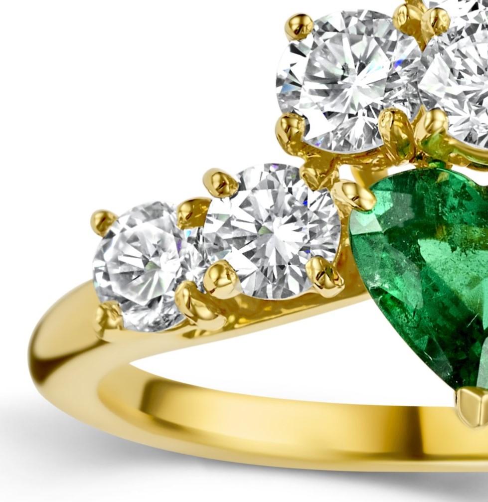 18kt Yellow Gold Asprey Genève Set Clip On Earrings & Ring Emeralds, Diamonds For Sale 5