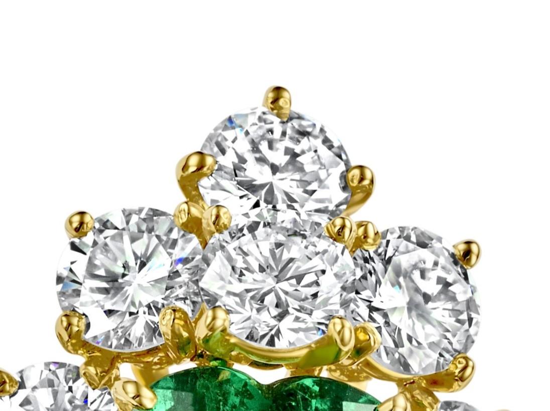 18kt Yellow Gold Asprey Genève Set Clip On Earrings & Ring Emeralds, Diamonds For Sale 6