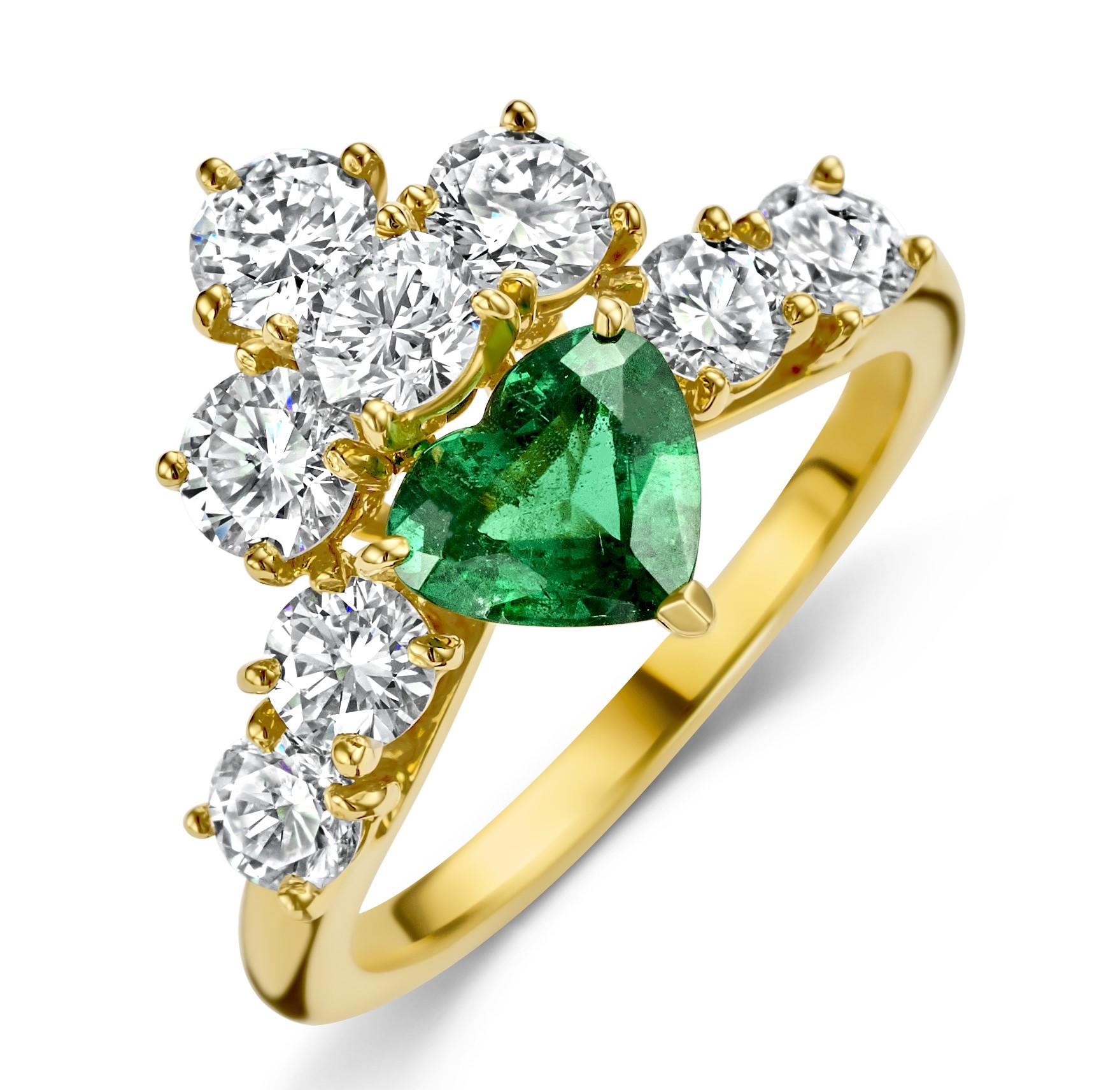 18kt Yellow Gold Asprey Genève Set Clip On Earrings & Ring Emeralds, Diamonds For Sale 7