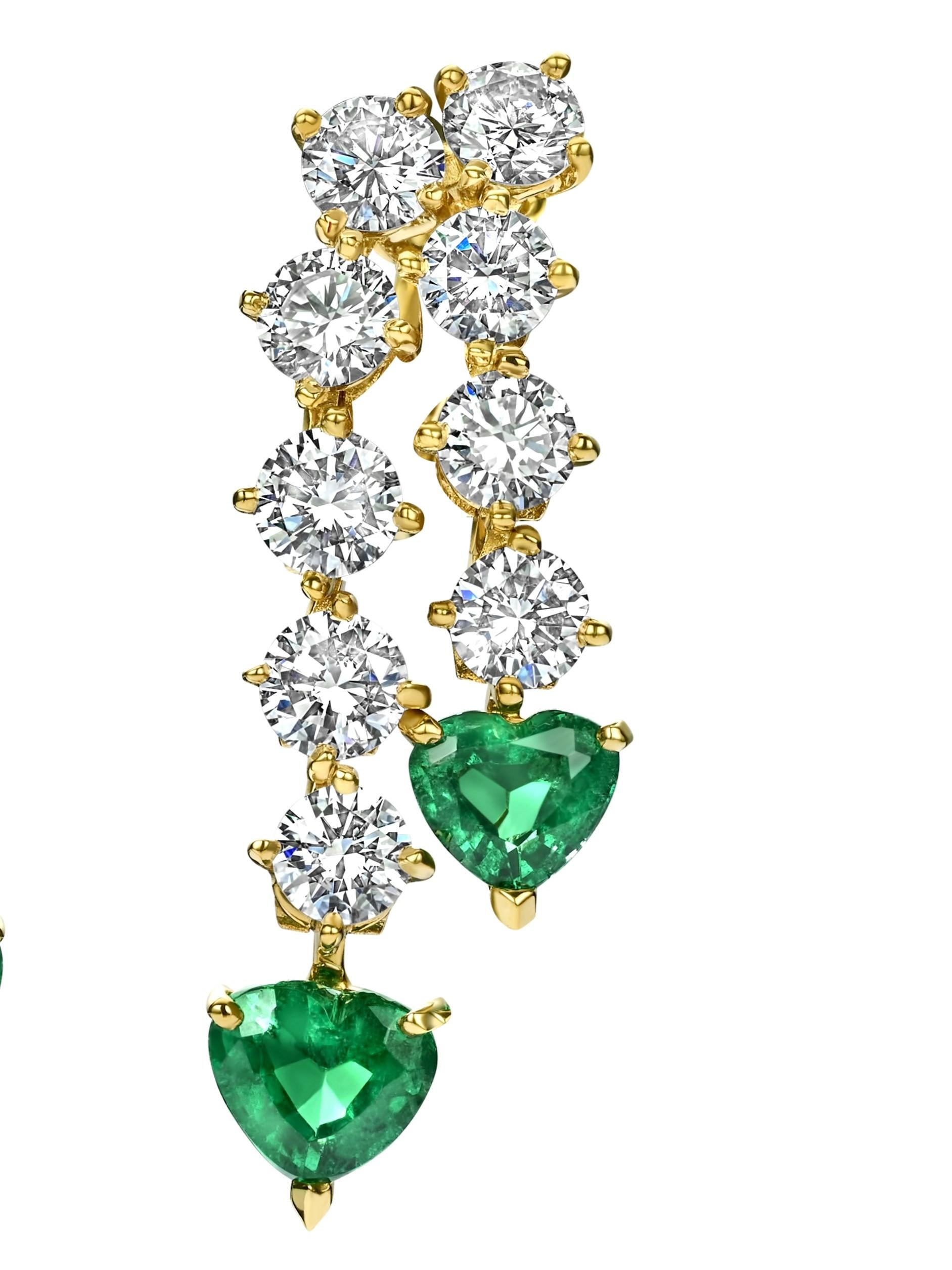 18kt Yellow Gold Asprey Genève Set Clip On Earrings & Ring Emeralds, Diamonds In Excellent Condition For Sale In Antwerp, BE